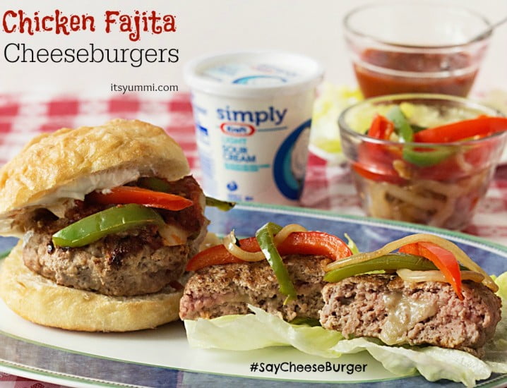 Chicken Fajita Cheeseburger from ItsYummi.com #SayCheeseburger #shop