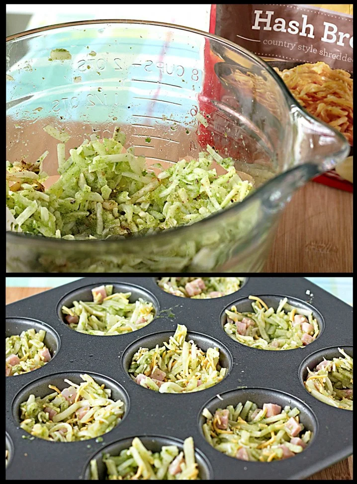 shredded potato nests made with parslied hash brown potatoes