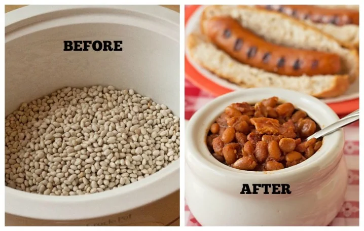 Slow Cooker BBQ Baked Beans and Chicago Style #AmericanCraft Sausage Recipes #StartYourGrill #shop