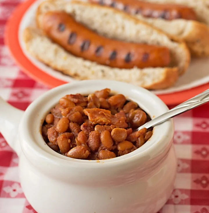 Slow Cooker BBQ Baked Beans and Smoked Sausage
