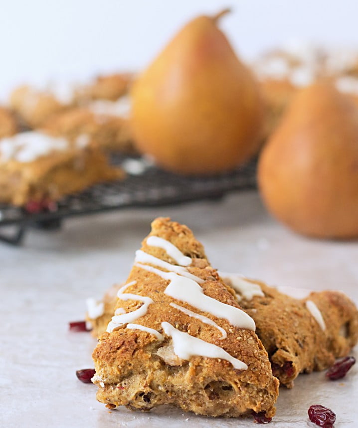 Cranberry Pear Scones with Orange Glaze ~ #recipe from ItsYummi.com