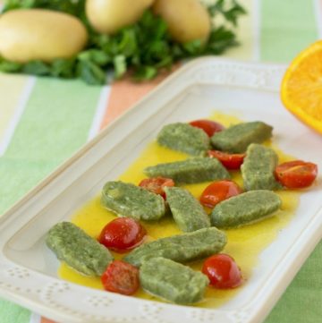 Green Tea Gnocchi with Orange Butter Sauce from ItsYummi.com