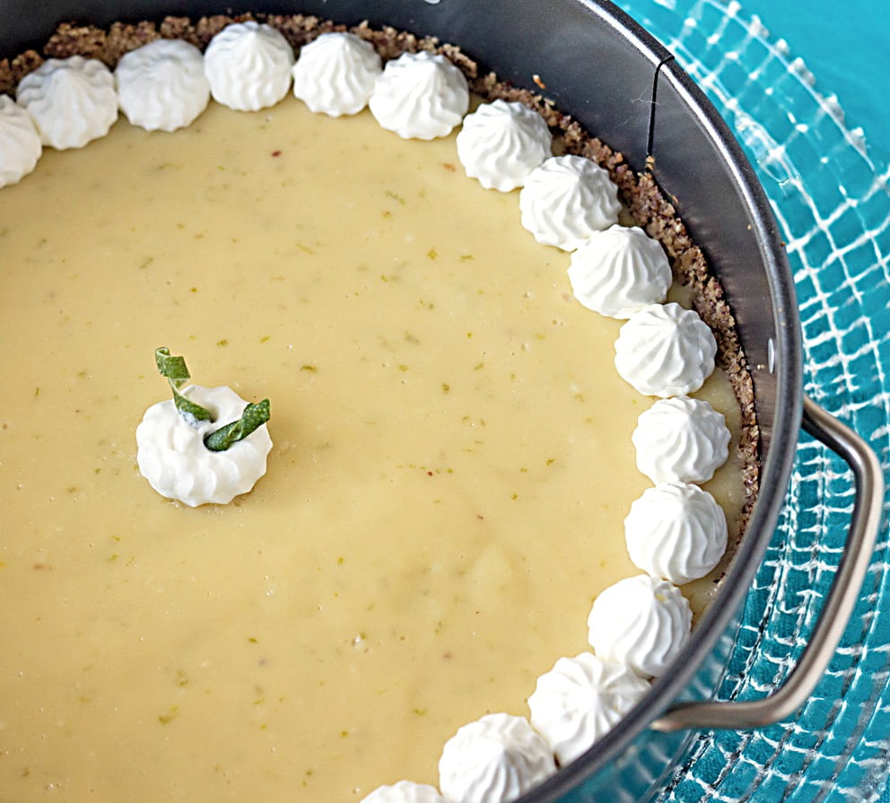 Key Lime Cheesecake with a Hazelnut Crust