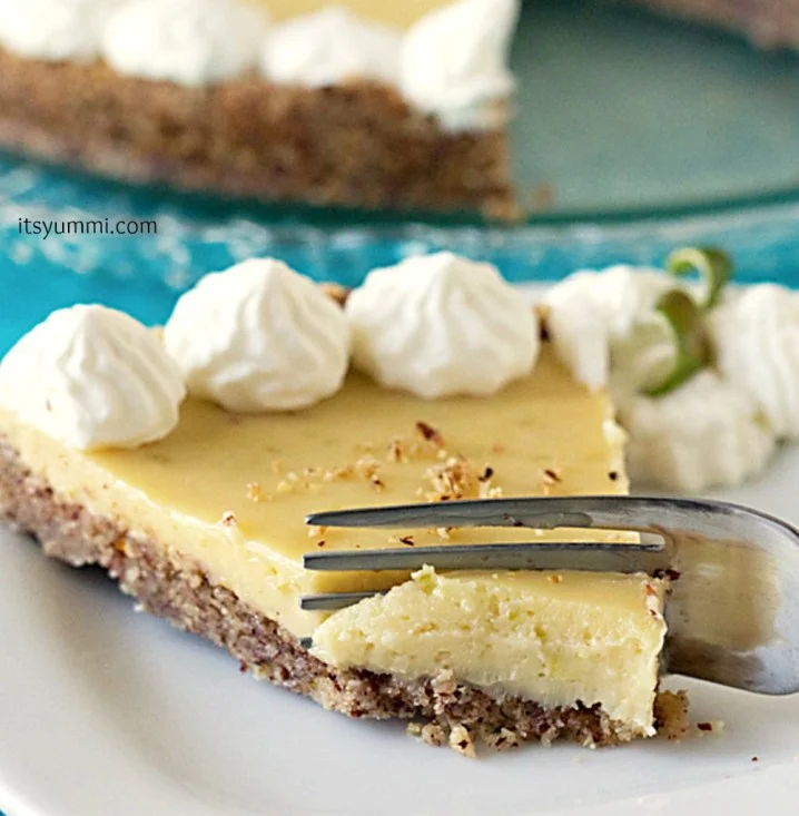 Key lime cheesecake with a hazelnut crust from ItsYummi.com