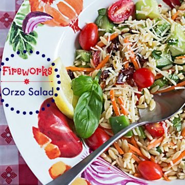 Fireworks Orzo Salad - This side dish recipe has fresh veggies, vibrant colors, and an explosion of flavor, just like fireworks! #MyPicknSave #shop