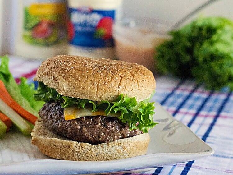 plate of cheese stuffed ranch burgers