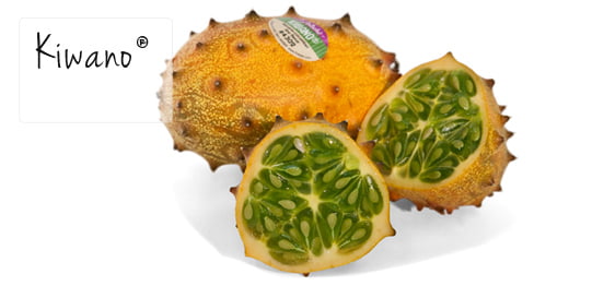 This Kiwano fruit (also called a horned melon), from Friedas.com was used in an egg-free ice cream recipe on ItsYummi.com