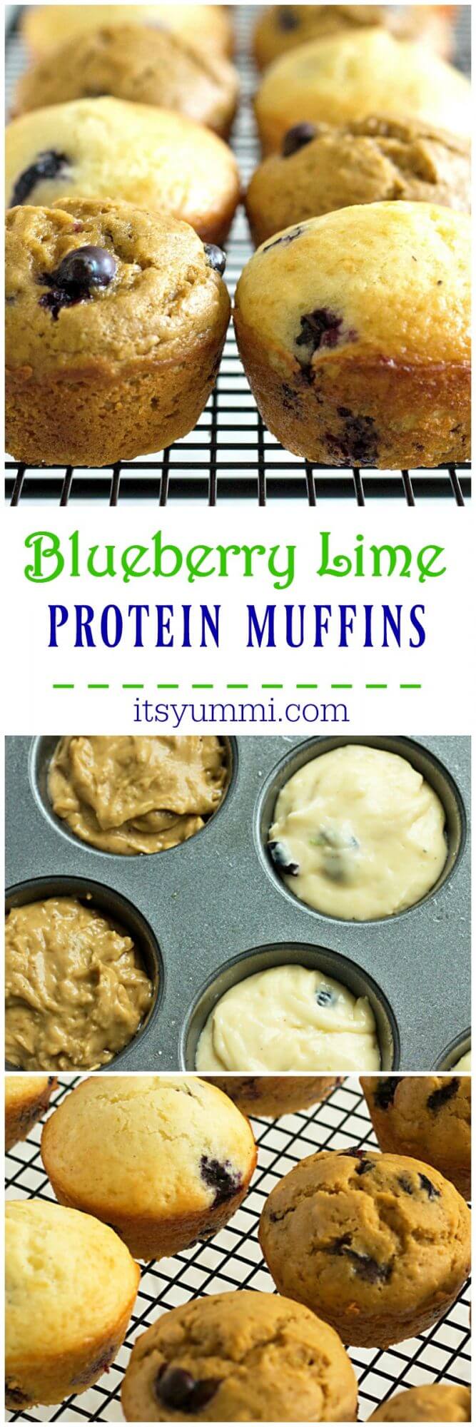Blueberry Lime Protein Muffins photo collage