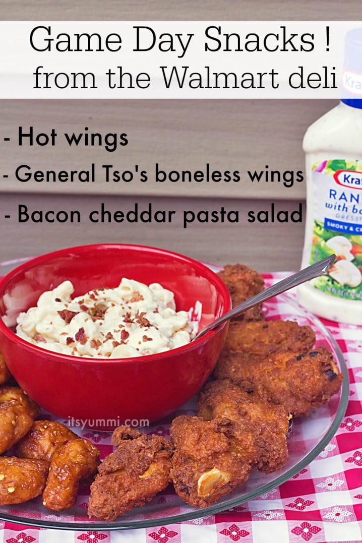 Tyson Hot Wings with pasta salad from the Walmart Deli - #GameTimeHero #CollectiveBias #ad