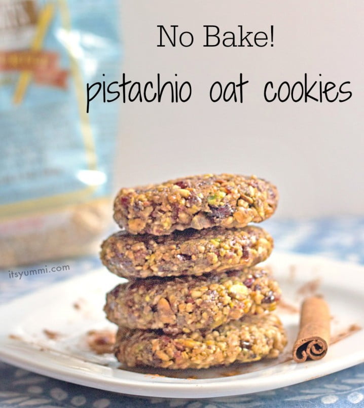 Pistachio Oat No Bake Cookies from @itsyummi - The perfect little healthy lunch box treat! They're loaded with healthy steel cut oats, fiber, nuts, dried fruit, and a touch of cinnamon.