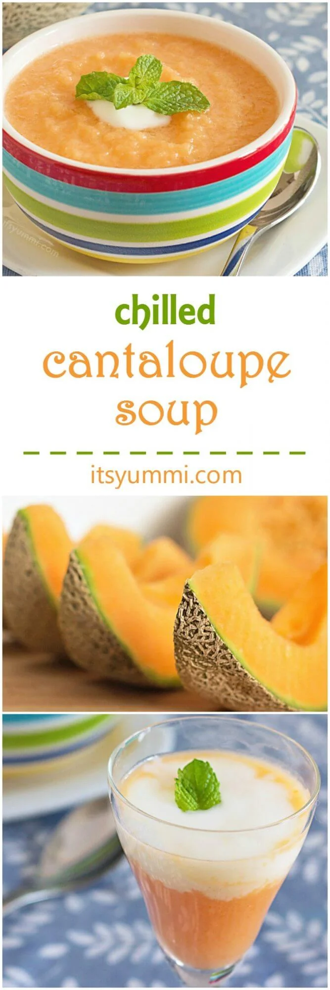 chilled cantaloupe soup photo collage