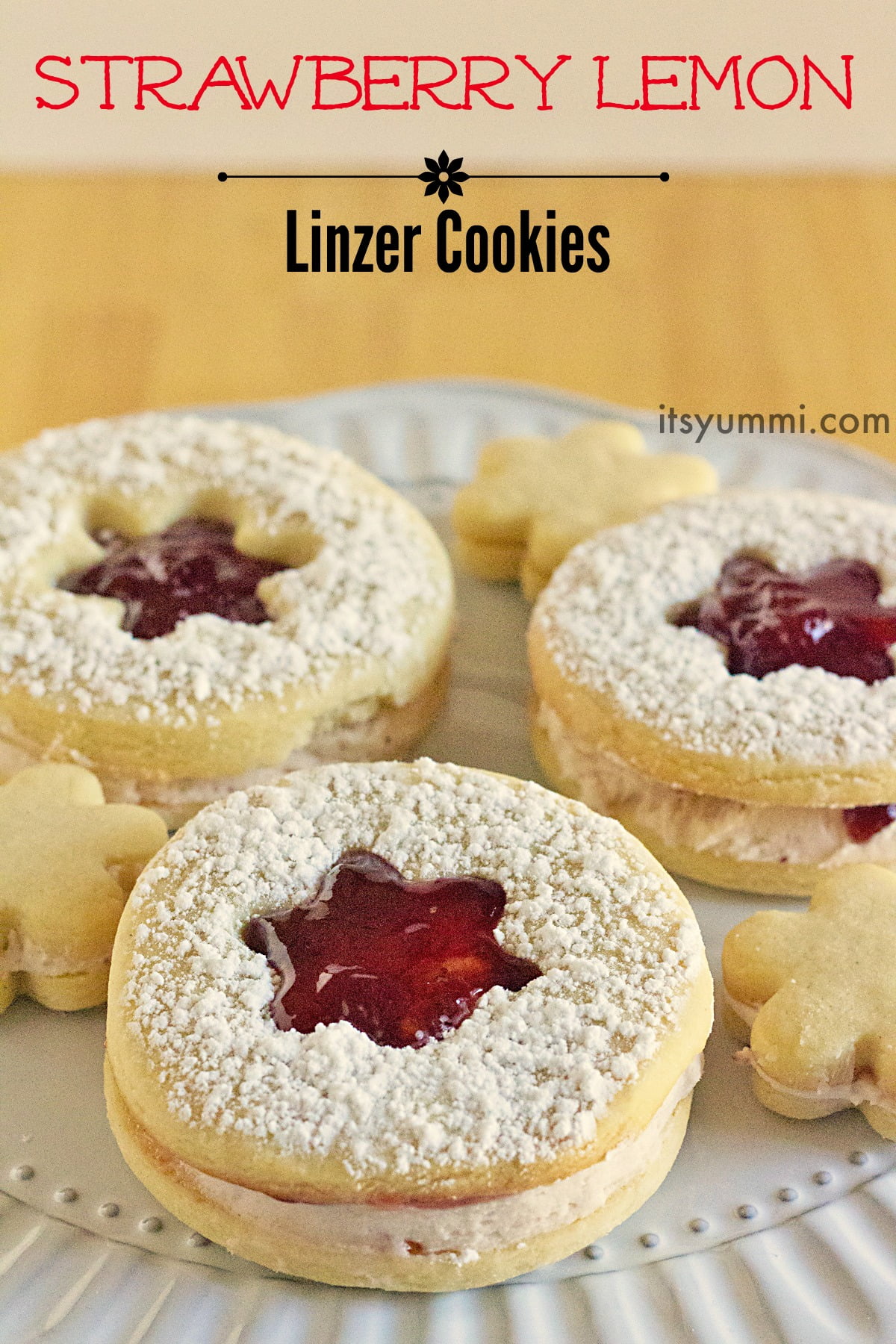 Strawberry Lemon Linzer Cookies from ItsYummi.com