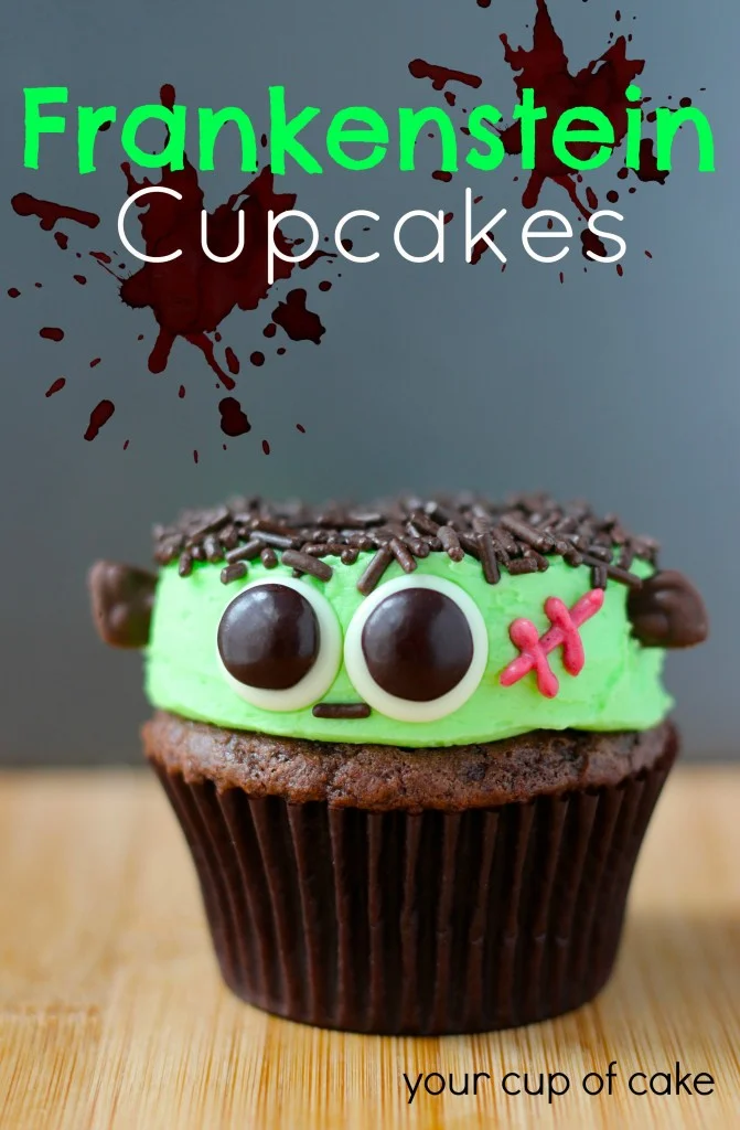 15 Fun Food Creations for Halloween, including this Frankenstein Cupcakes recipe from Your Cup of Cake - find them all on ItsYummi.com