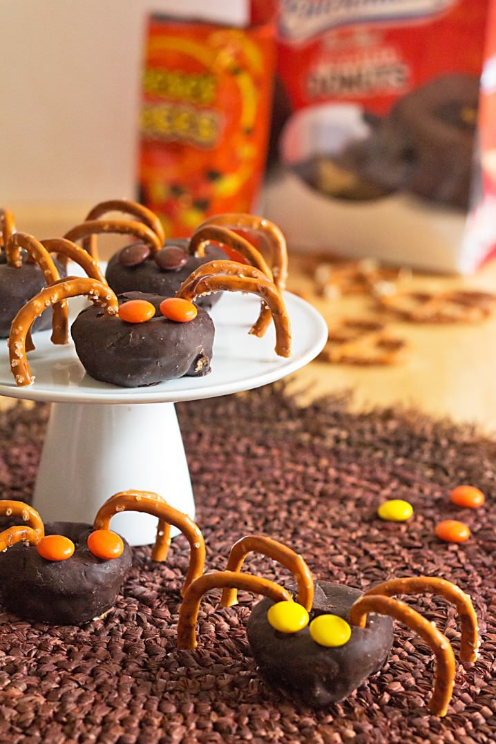 15 Fun Food Creations for Halloween, including these Mini Spider Doughnuts - find them all on ItsYummi.com