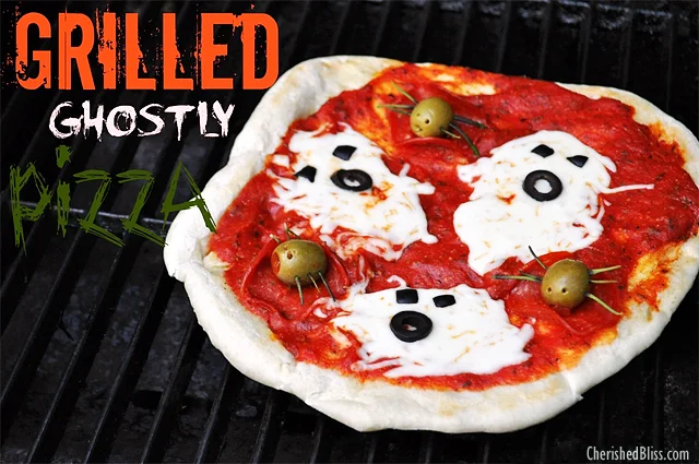 15 Fun Food Creations for Halloween, including Grilled Ghostly Pizza from Cherished Bliss - find them all on ItsYummi.com