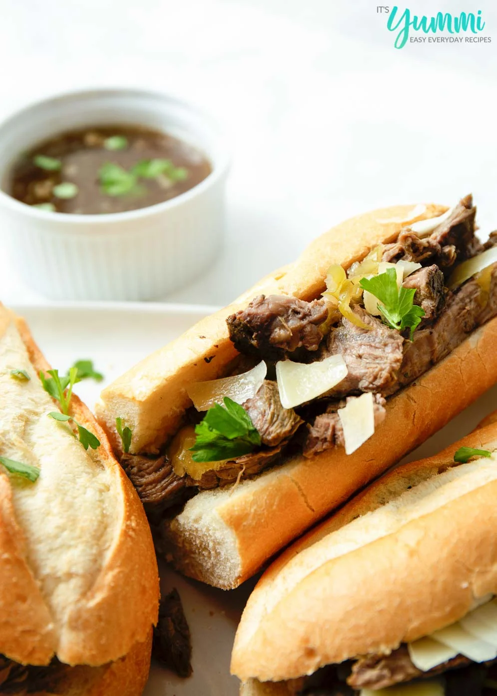 Easy slow cooker Italian beef recipe - this is the best one pot meal I've ever eaten and it's perfect game day food!