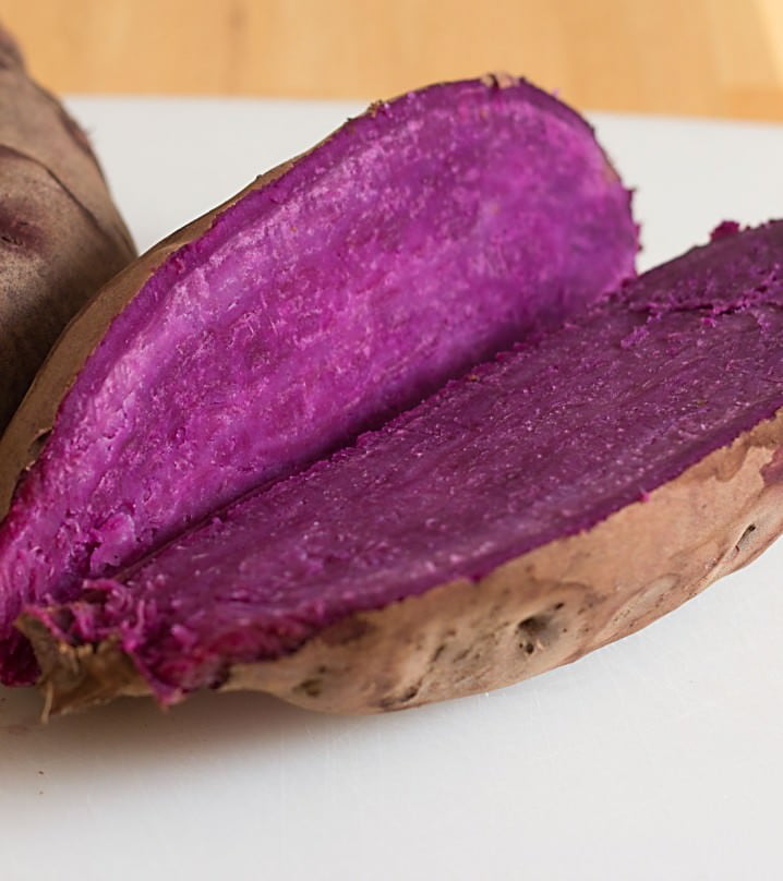 Stokes Purple® sweet potatoes from Frieda's Produce, as seen in a delicious recipe for Stokes sweet potato pie from ItsYummi.com