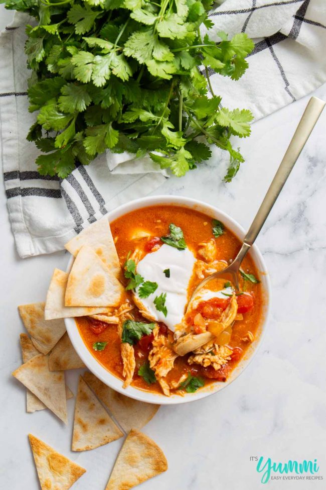 Chicken Enchilada Soup Recipe + Tortilla Chips Recipe Its Yummi