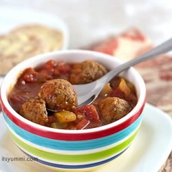 Slow Cooker Italian Meatball Soup recipe - This easy dinner is made in the crockpot. Get it started in the morning and come home to a comfort food dinner!