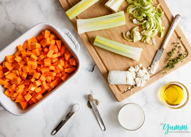 Ingredients needed for Butternut Squash Au Gratin