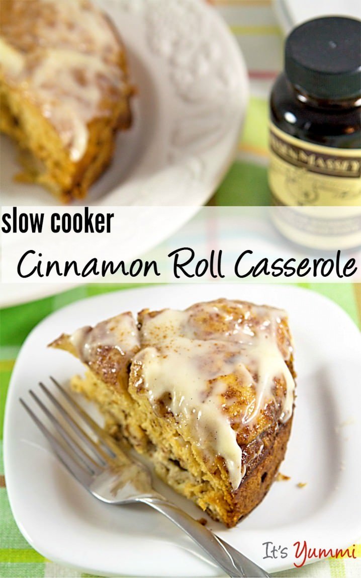 Easy Slow Cooker Cinnamon Roll Casserole recipe - from @itsyummi