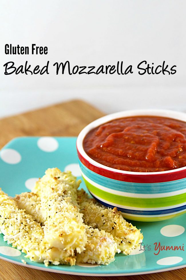 titled photo (and shown): Gluten Free Baked Mozzarella Sticks