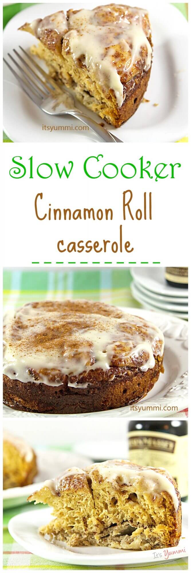 Easy Slow Cooker Cinnamon Roll Casserole recipe, from @itsyummi