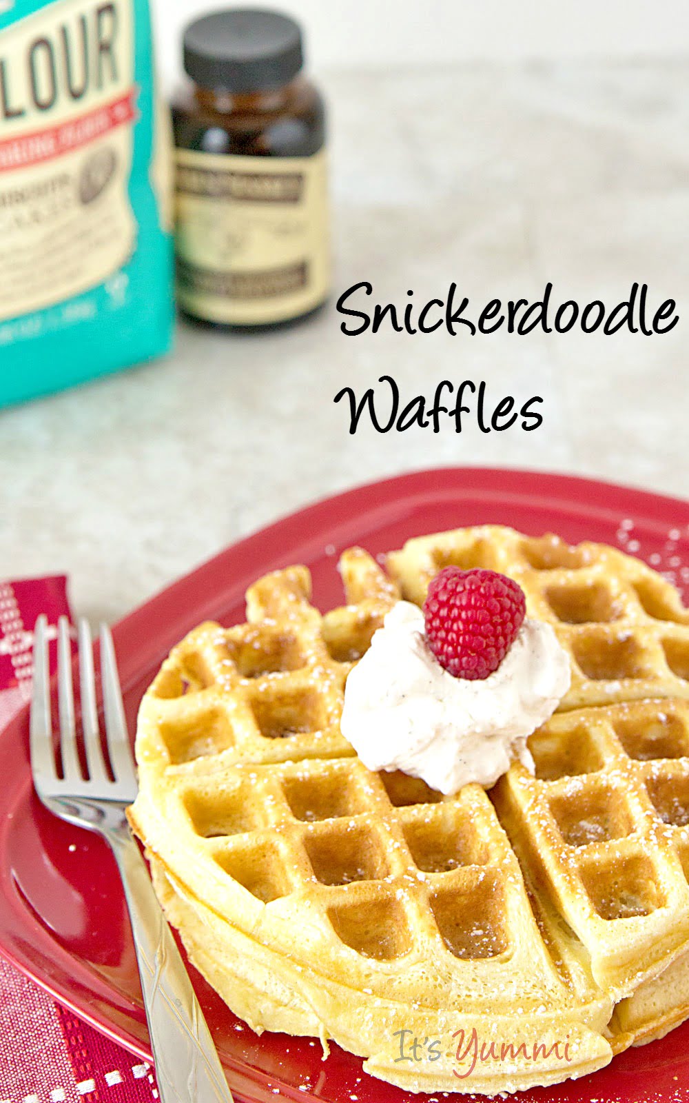 If you enjoy snickerdoodle cookies, you'll love this snickerdoodle waffles recipe! It's another one of those easy waffles recipe ideas that can be made quickly for a weekend breakfast or brunch! #vanillaweek
