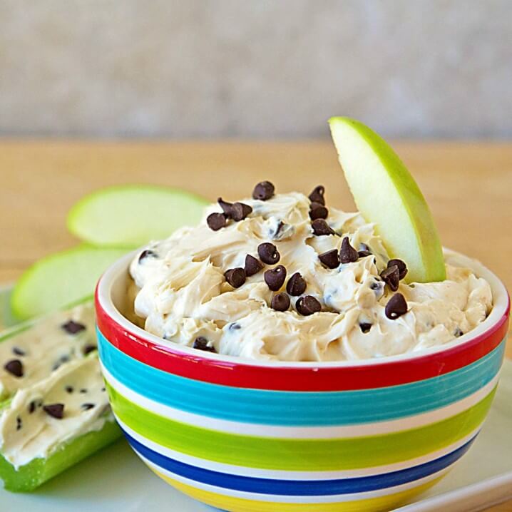 Low Fat Chocolate Chip Peanut Butter Dip - You can make this dip with regular peanut butter if you don't care about the fat and calories, but either way, it's the perfect snack! Get the recipe at itsyummi.com