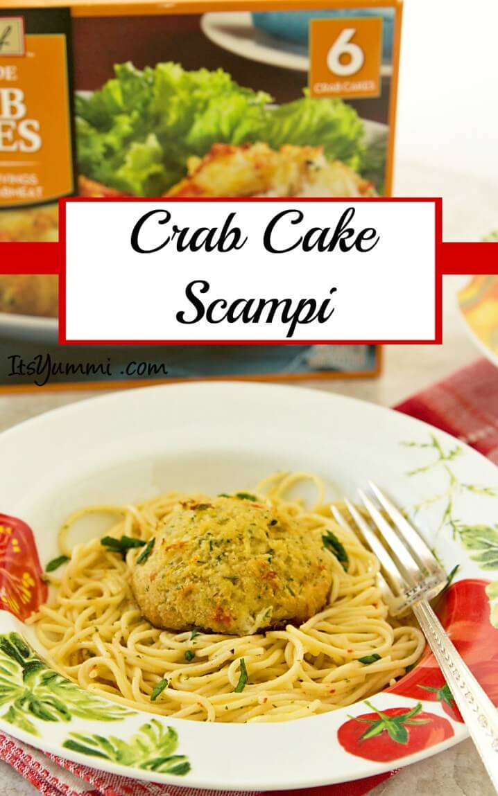Fresh lump crab meat crab cakes served over a white wine and garlic butter sauce. This crab cake scampi recipe is perfect for a meatless dinner during Lent.