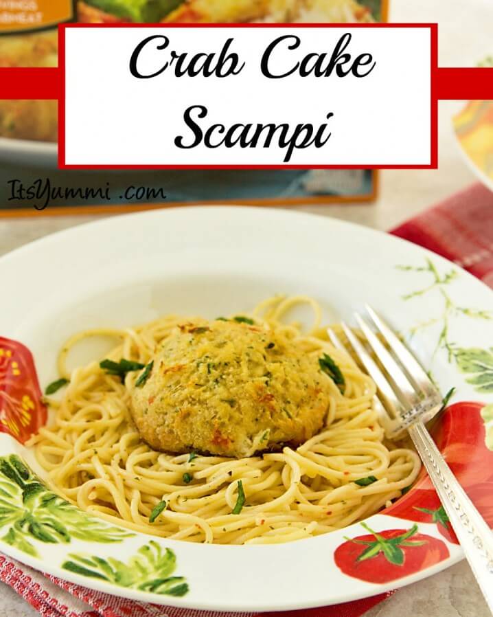 Fresh lump crab meat crab cakes served over a white wine and garlic butter sauce. This crab cake scampi recipe is perfect for a meatless dinner during Lent.