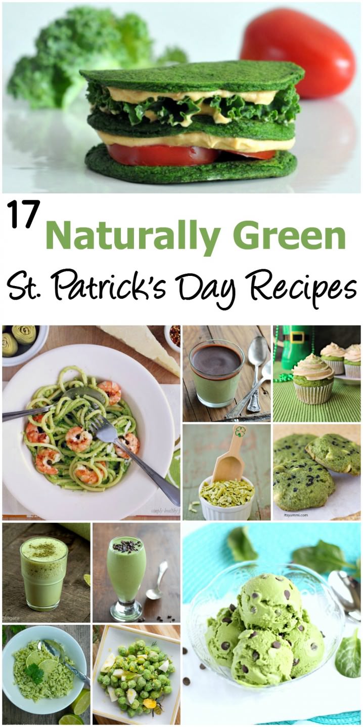 St. Patrick's Day fun doesn't need processed chemicals and food coloring. Get 17 naturally green recipes to help you celebrate. There are recipes for breakfast, lunch, dinner, and dessert!