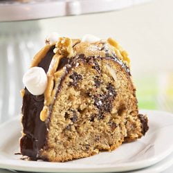 slice of rocky road bundt cake