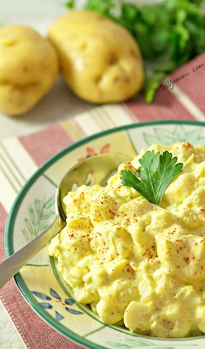 Southern Style Mustard Potato Salad Recipe. Tender potatoes, crunchy celery, mustard, eggs, and a creamy dressing make this side dish a family favorite.