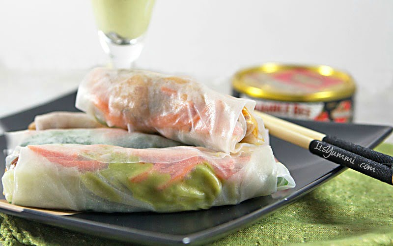 easy spring rolls recipe made with tuna fissh and vegetables