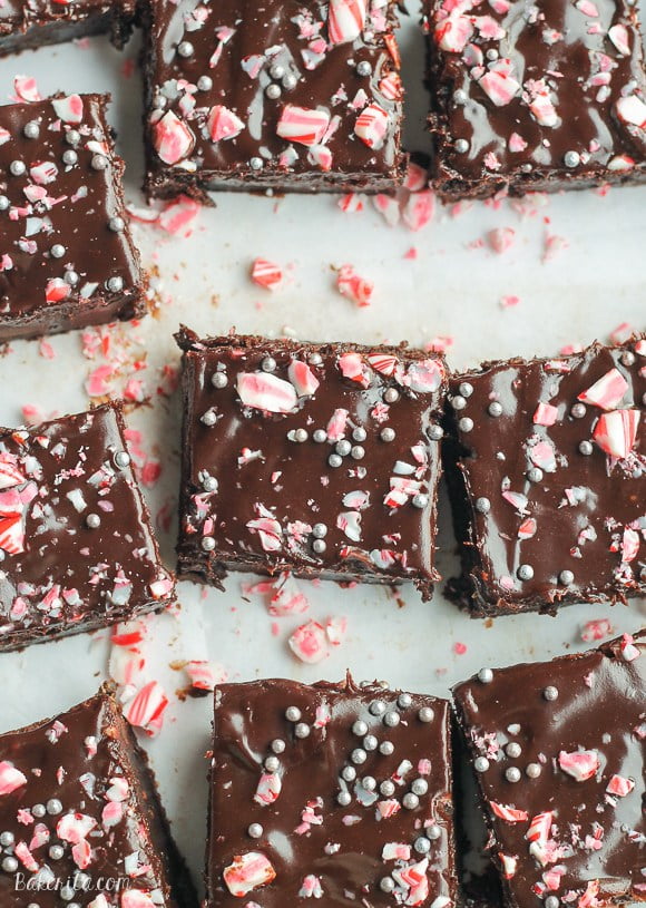 Gorgeous Chocolate Ganache Desserts like these Peppermint Brownies from Bakerita will make you swoon!