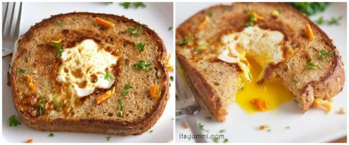 Moon Over Miami Egg - This is a classic fried egg breakfast! Also known as Toad in a Hole or Bird in a Nest, it's a cage-free egg that's cooked inside of whole grain, Harvest Selects Seeded Bread from @PepperidgeFarm - Get the recipe from @itsyummi (AD)