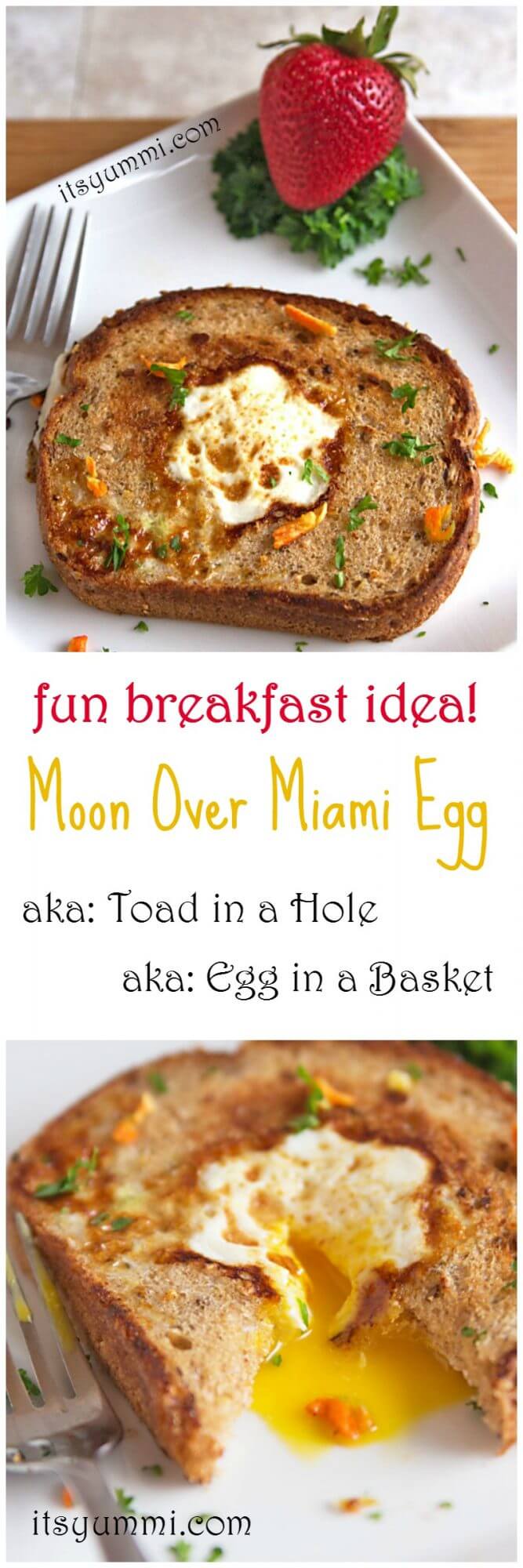 Moon Over Miami Egg - This is a classic fried egg breakfast! Also known as Toad in a Hole or Bird in a Nest, it's a cage-free egg that's cooked inside of whole grain, Harvest Selects Seeded Bread from @PepperidgeFarm - Get the recipe from @itsyummi (AD)