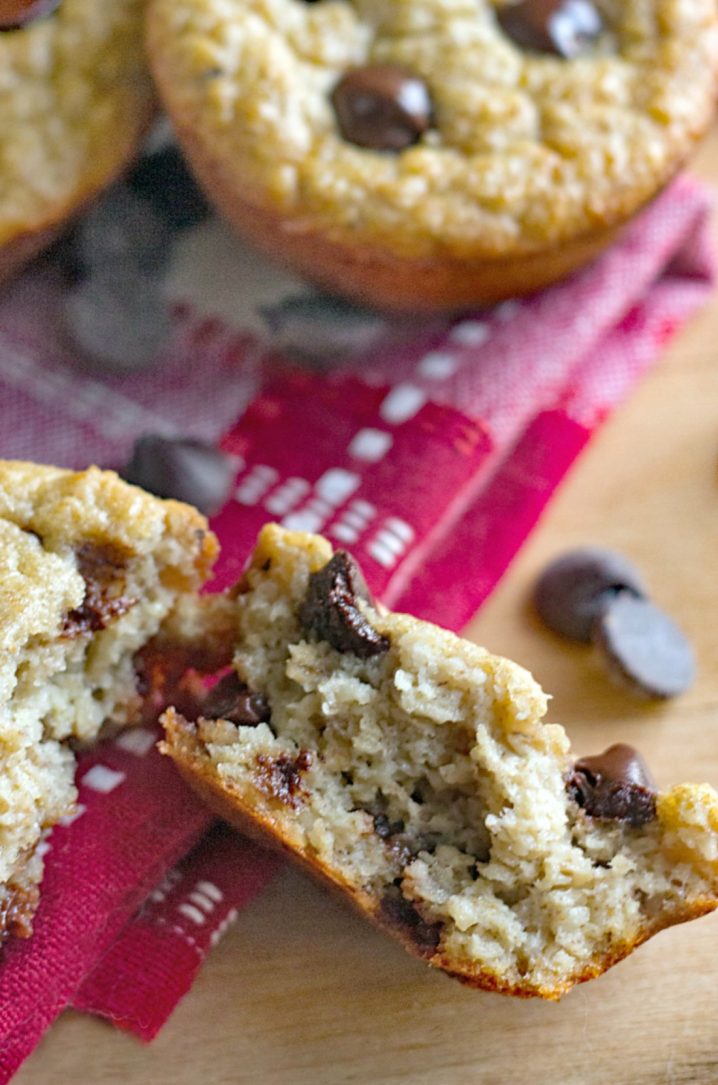 Chocolate Chip Banana Blender Muffins - I love these quick bread muffins! The batter is made in a blender, so there's less mess, and they bake up in about 15 minutes. - Recipe on itsyummi.com