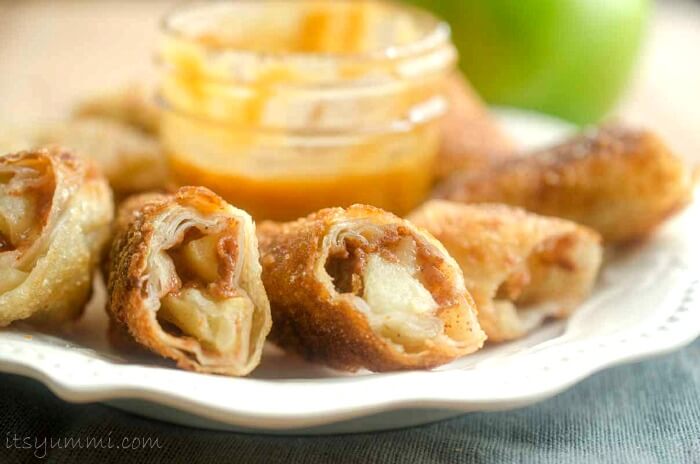 Fried Apple Pie Egg Rolls - dessert, snacks, lunch box treats