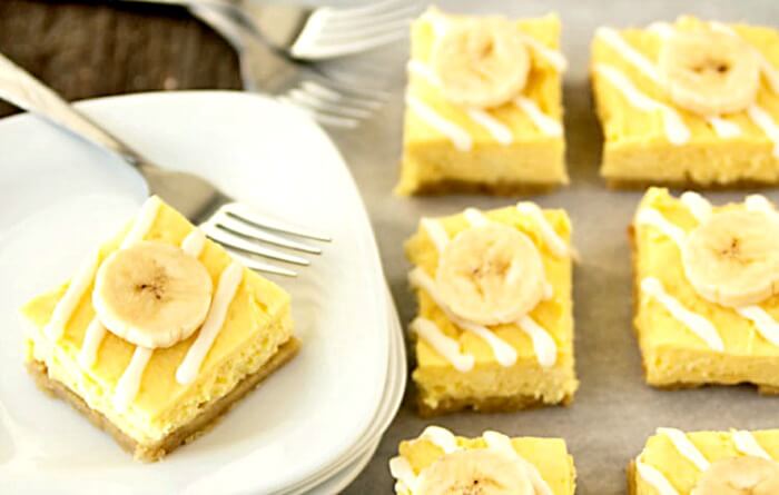 Banana White Chocolate Cheesecake Bars Dessert