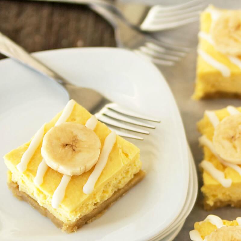 Banana White Chocolate Cheesecake Bars