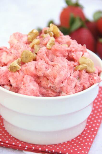 Strawberry Fluff is an easy back to school recipe idea! From Around My Family Table