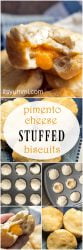 Pimento Cheese Stuffed Buttermilk Biscuits - quick and easy biscuits recipe! Semi-homemade OR made from scratch. #biscuits #southern_food