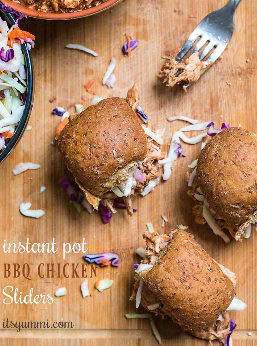 Instant Pot BBQ chicken sliders - titled image