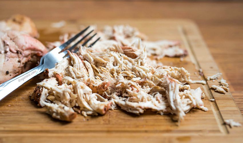 pulled chicken breast, made in a pressure cooker