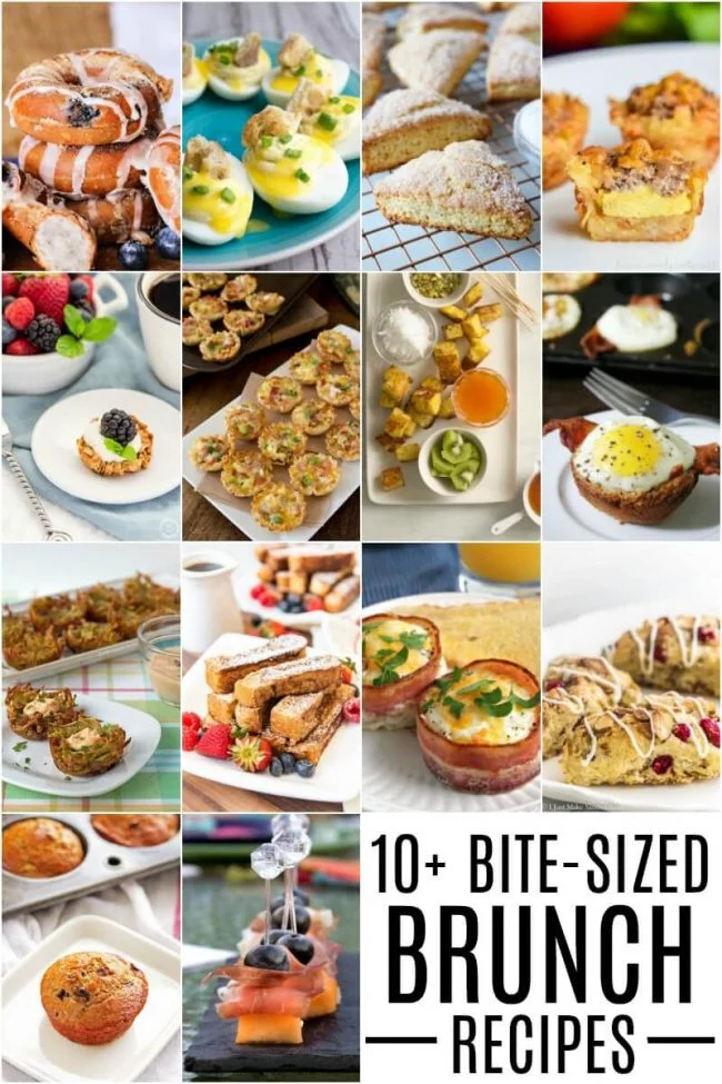 titled photo collage of bite sized brunch recipes