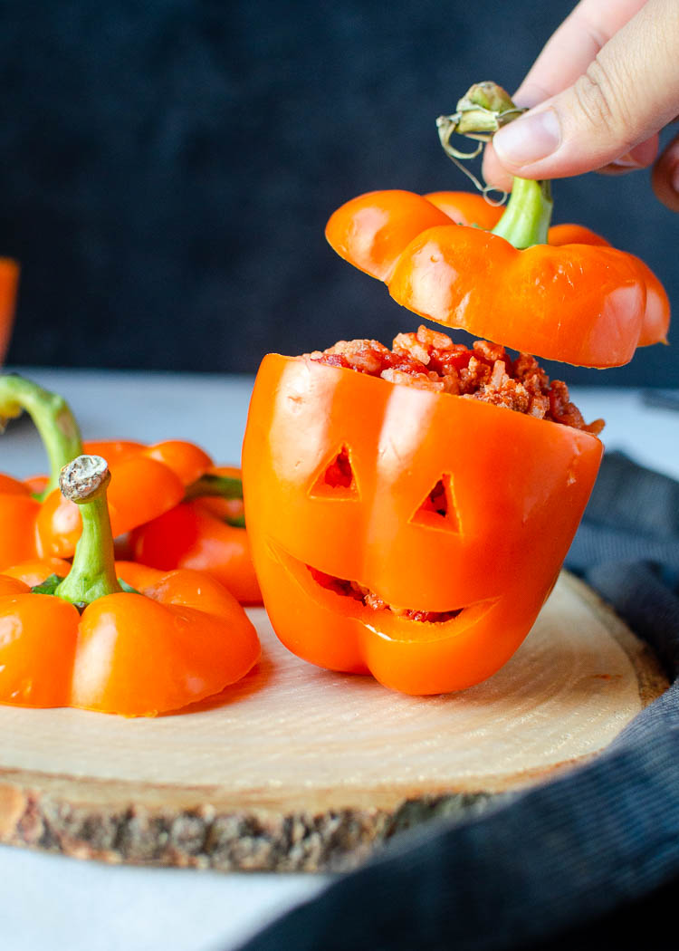 Easy Halloween Stuffed Peppers Jack O Lanterns
