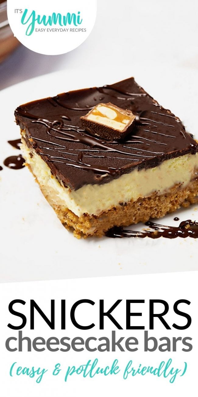 SNICKERS CHEESECAKE BARS WITH BROWN BUTTER CRUST