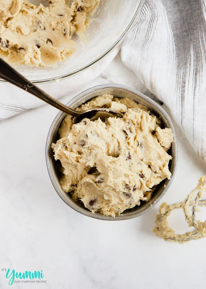 This Edible Cookie dough is a delicious classic chocolate chip cookie dough you can eat without bothering to bake it.